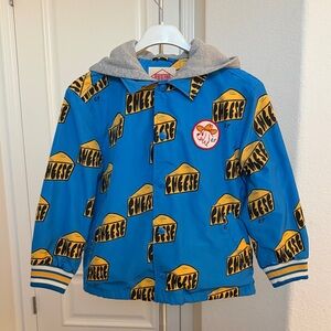 Bebedepino Cheese Print Windbreaker Jacket with Hood